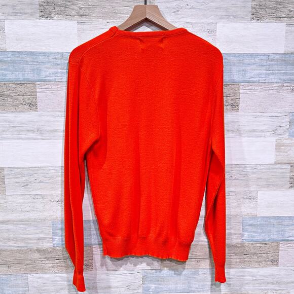 Clemson Tigers Vintage 60s 70s Sweater Orange V Neck Carmel Orlon USA Mens Large - Picture 4 of 7